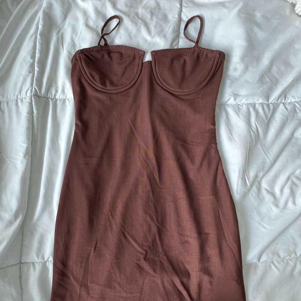 Brown Missguided bodycon dress